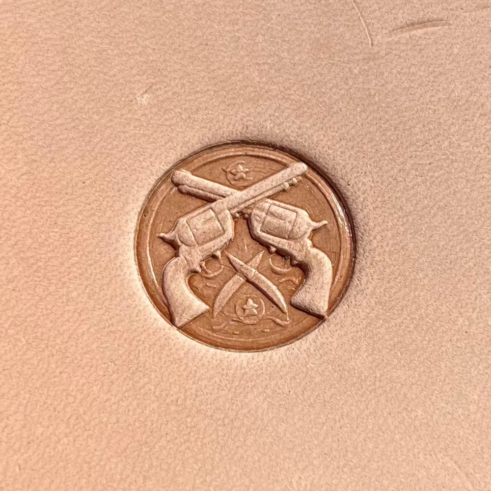 Pattern Leather Stamp – Crossed Pistols