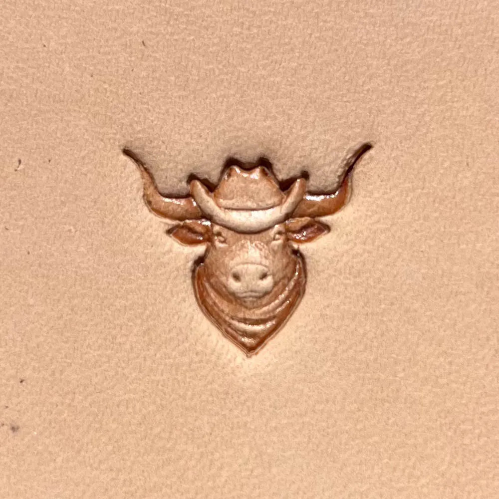 LT546 Bull Leather Stamping Tool–Cowboy Hat Bull 20x17mm (13/16x5/8")
