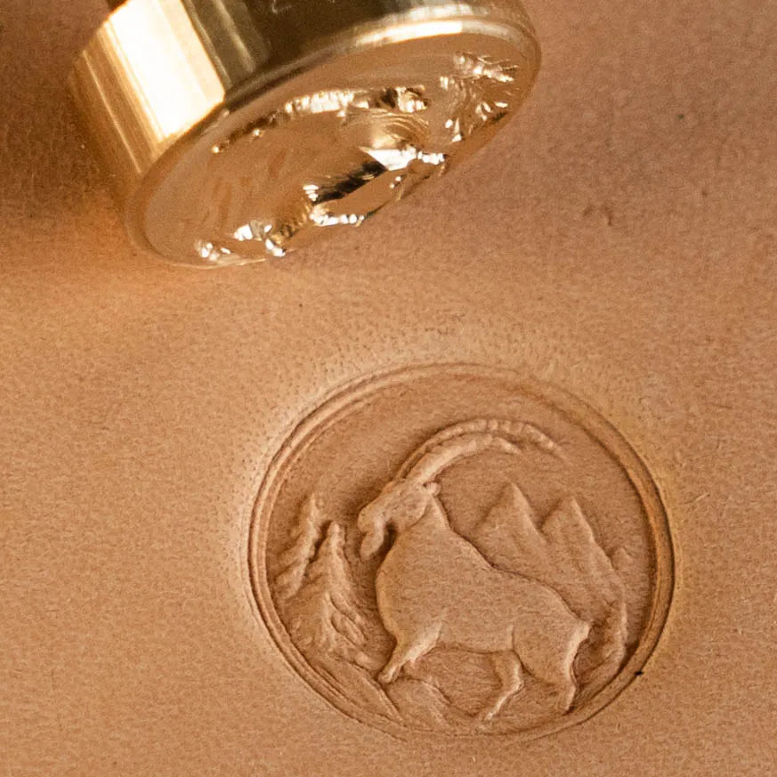 LT644 Goat Leather Stamping Tool–Mountain Scene Goat 19x19mm (3/4" x 3/4")