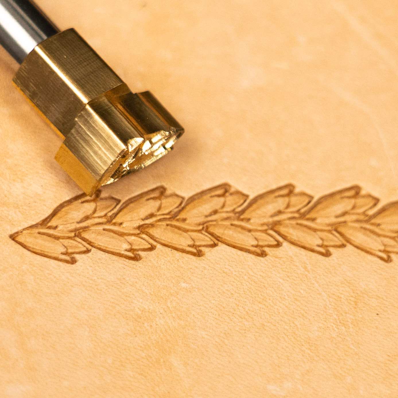 Leaf Leather Stamp – Wheat Garland