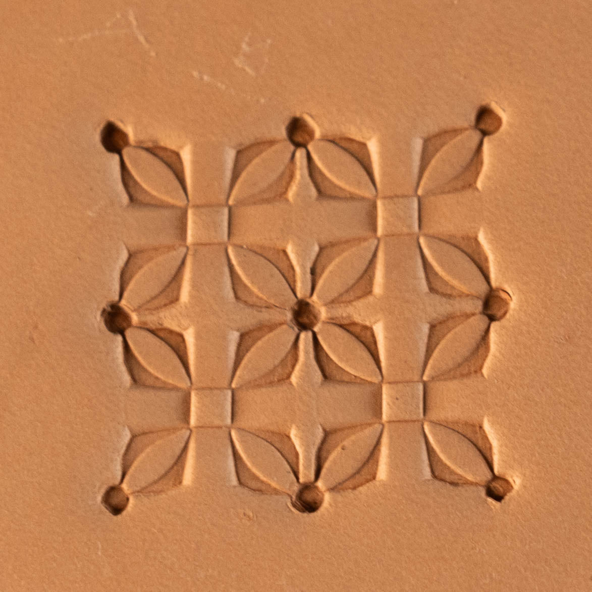 Geometric Leather Stamp – Floral Grid