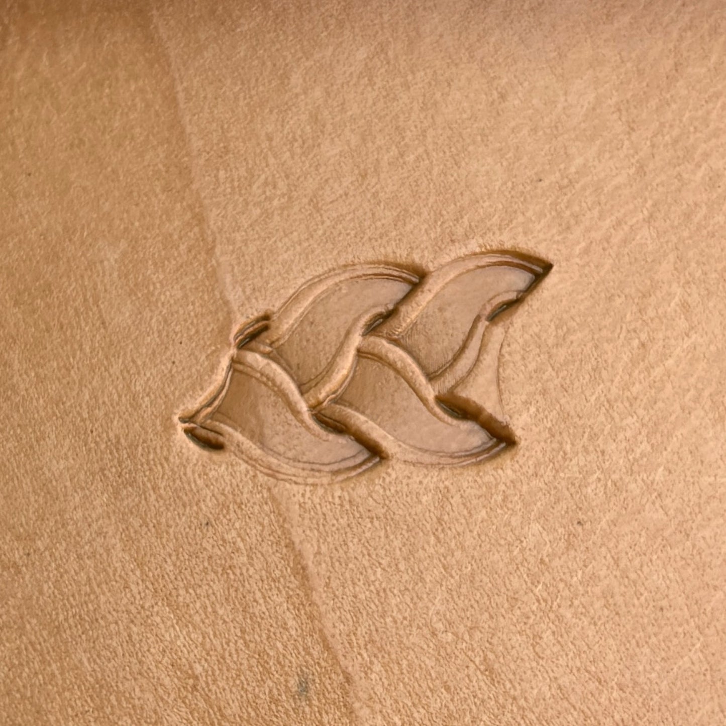 Braided Border leather stamp LT039 — pattern imprint on veg-tan leather