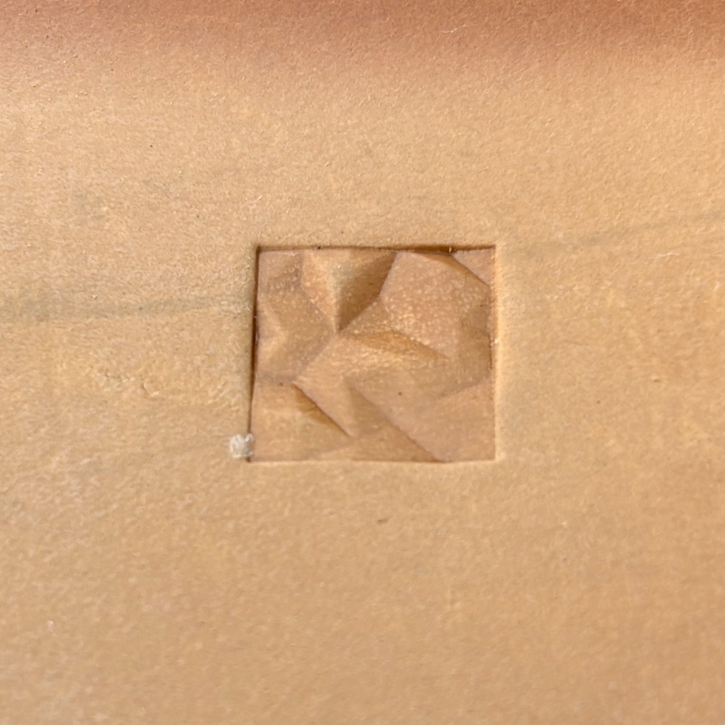 Faceted Squares Geometric leather stamp LT059 — single impression on veg-tan leather