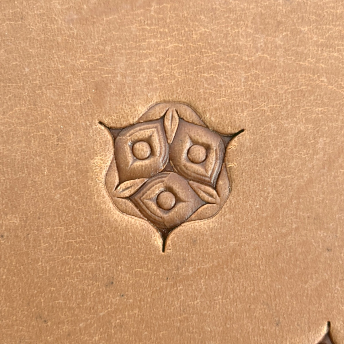 Diamond Cluster Geometric leather stamp LT104 — single impression on veg-tan leather