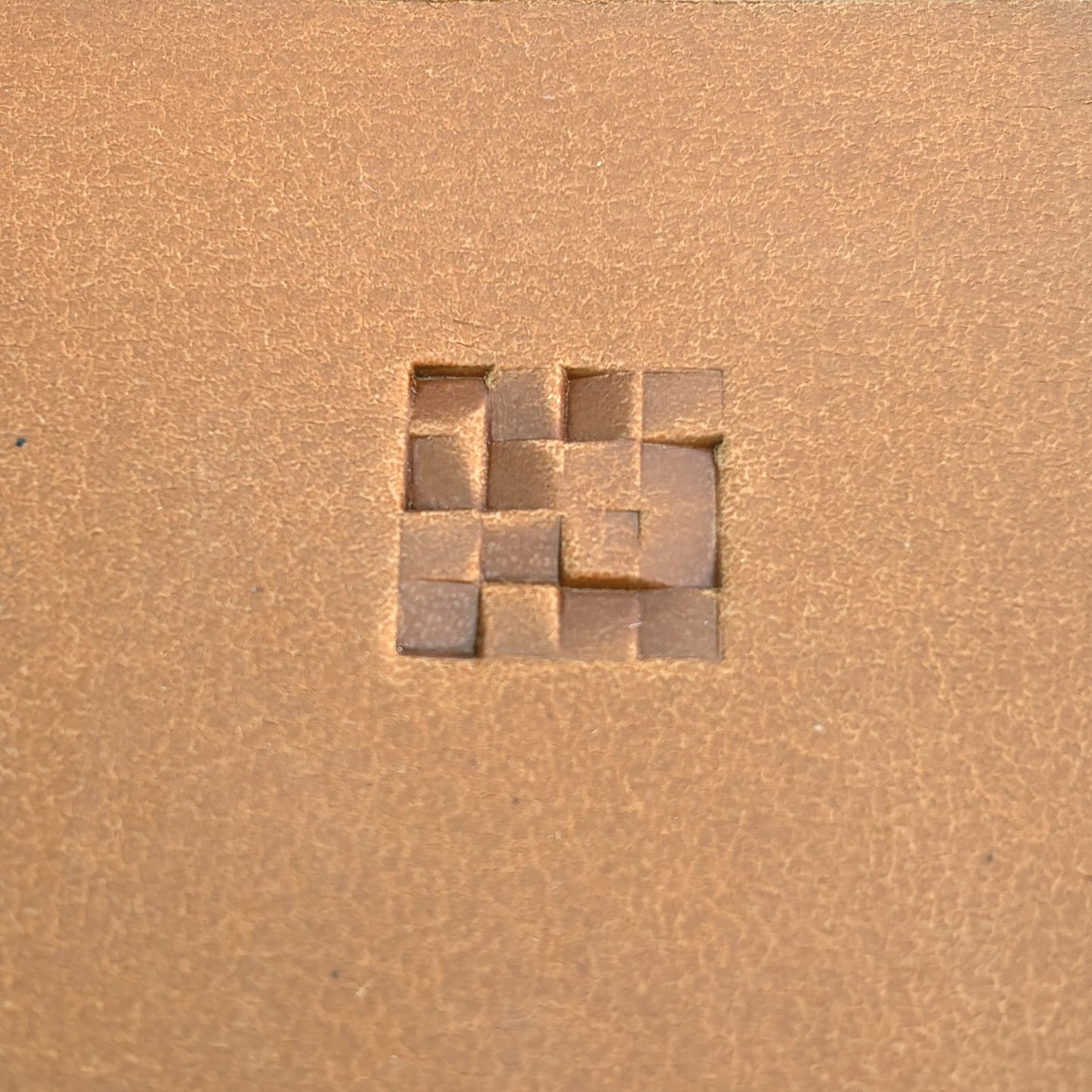Basket Weave leather stamp LT113 — single impression on veg-tan leather