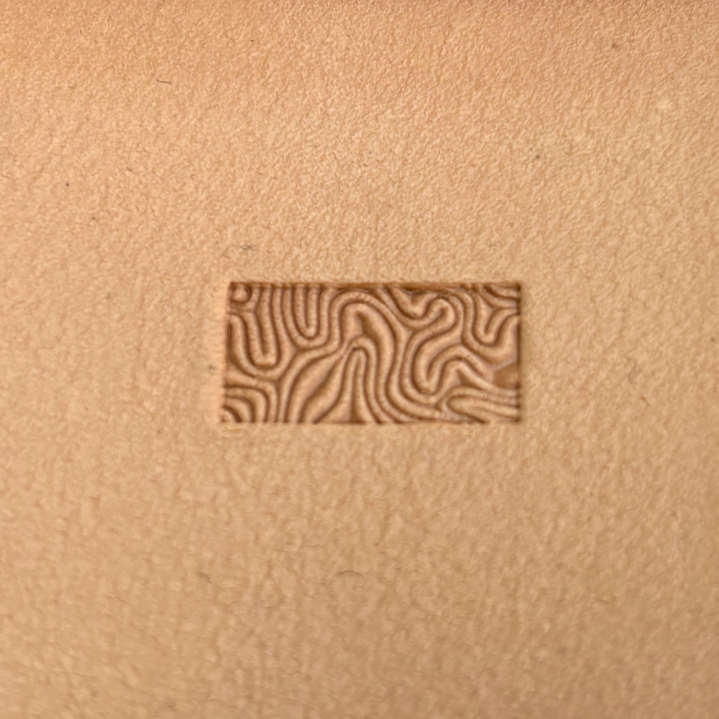 Maze Lines leather stamp LT191 — single impression on veg-tan leather