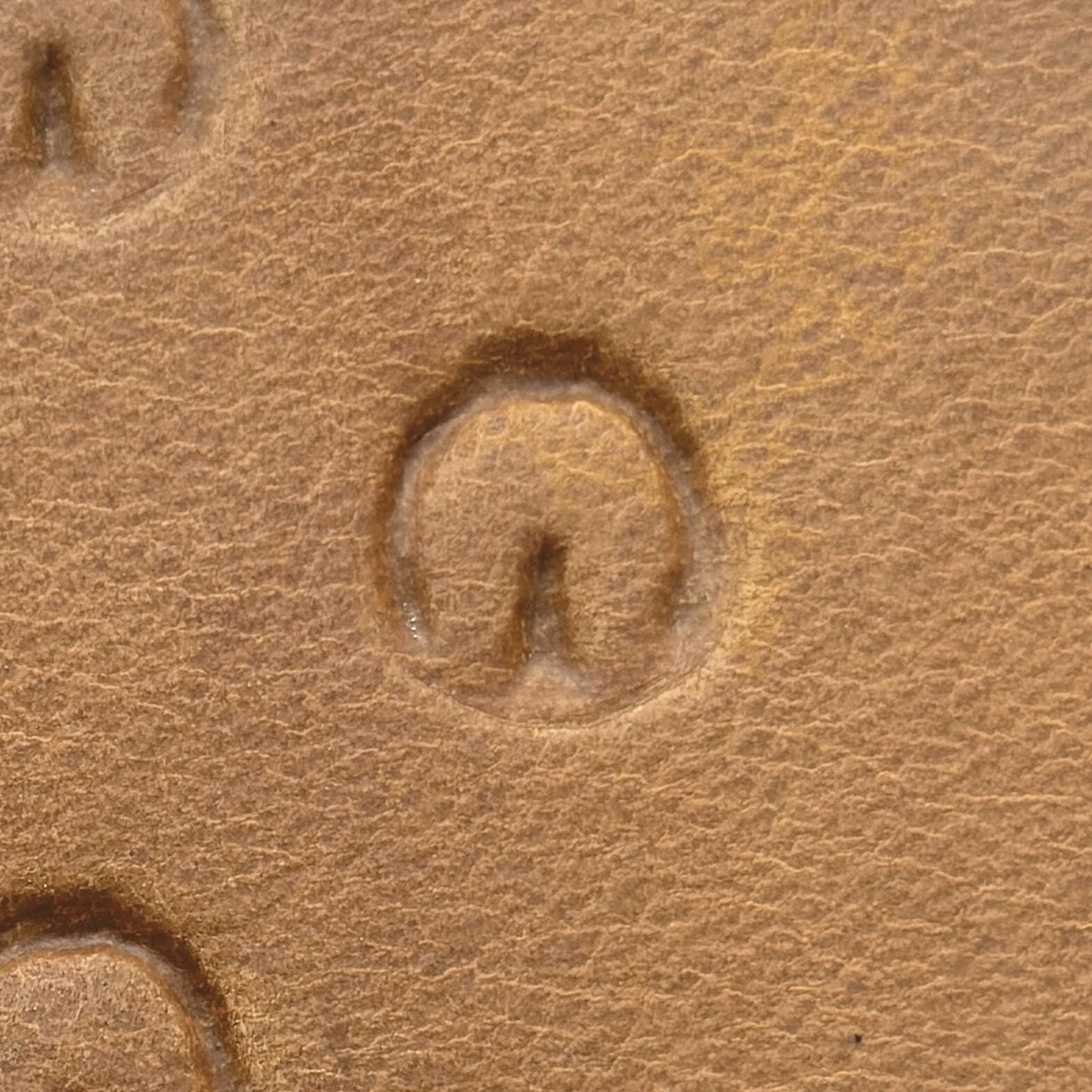 Hoof Mark Footprint leather stamp LT248 — single impression on veg-tan leather