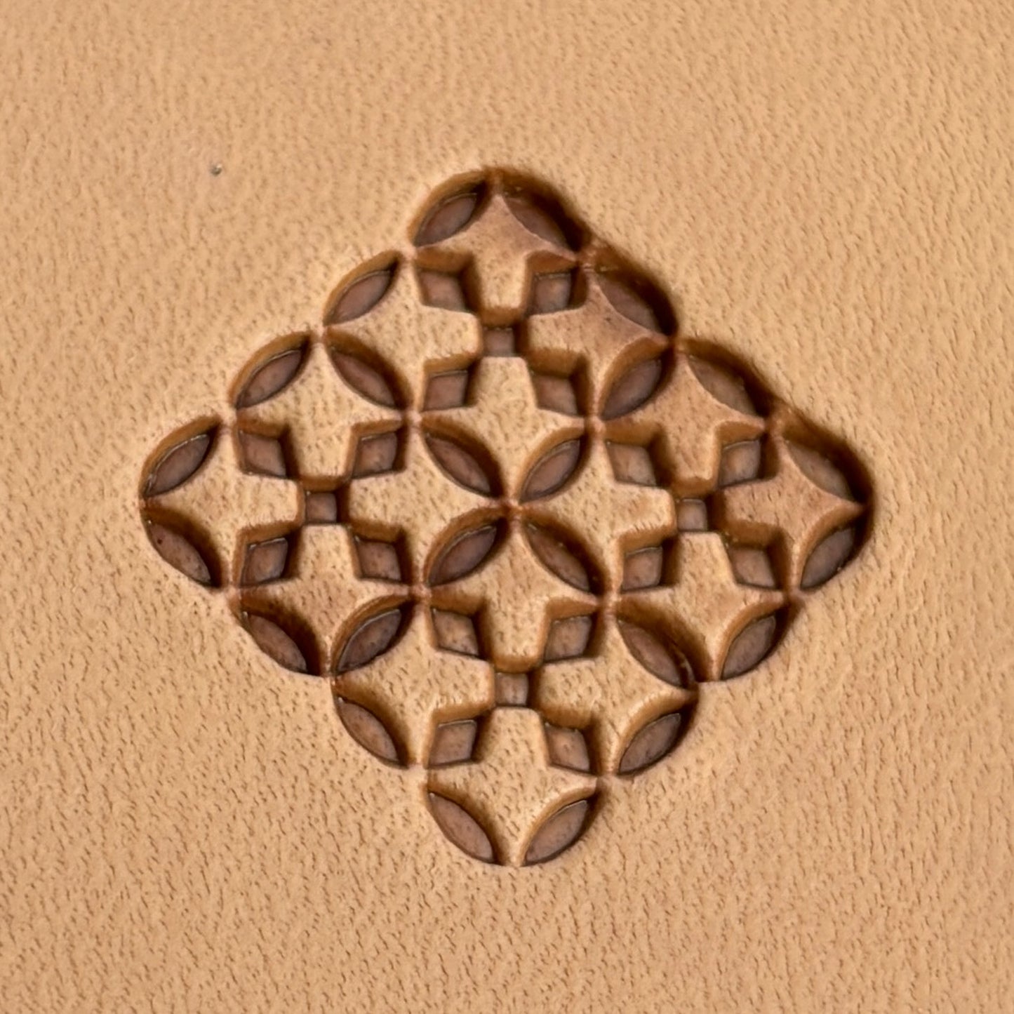 Geometric leather stamp LT265 — pattern imprint on veg-tan leather