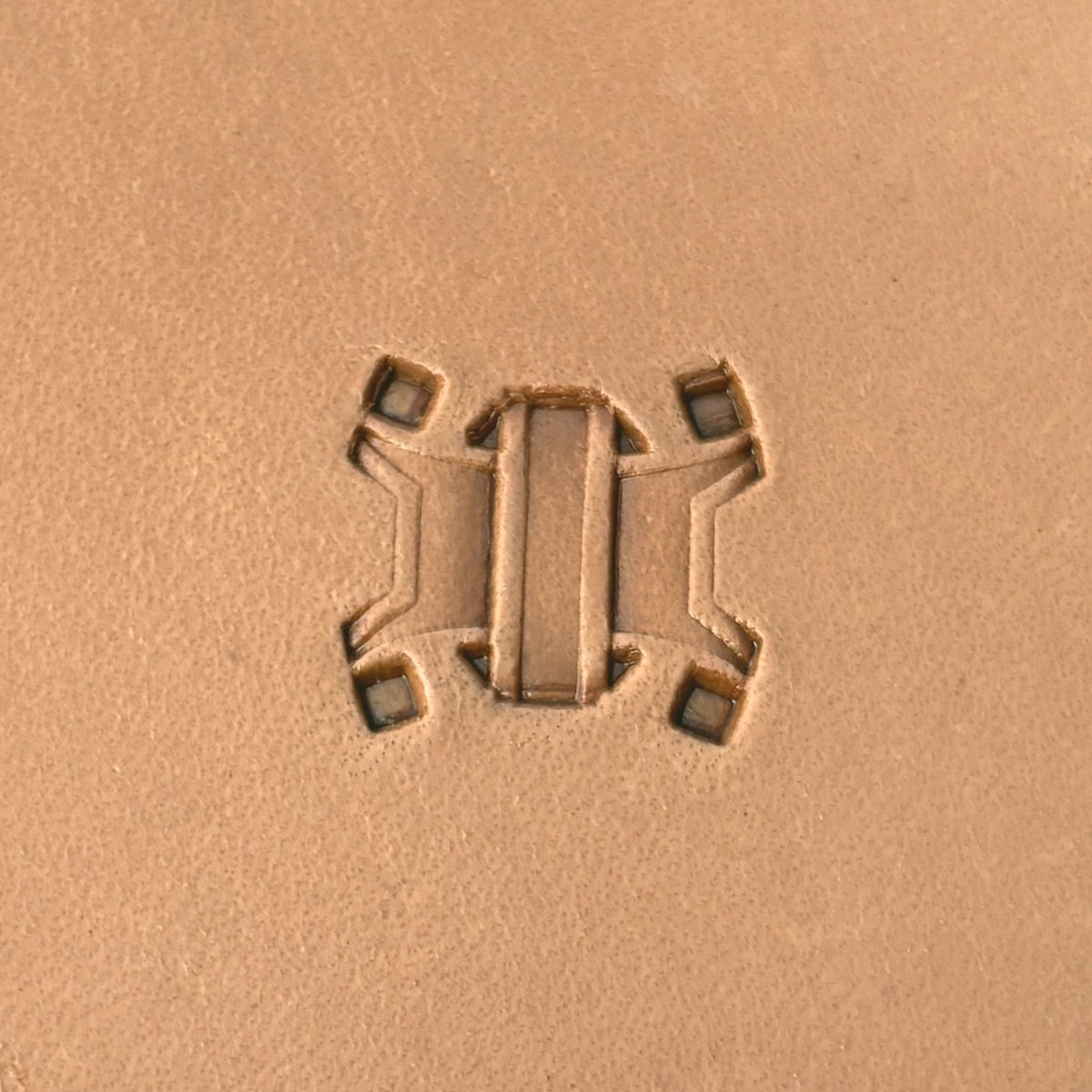 Basket Weave leather stamp LT271 — single impression on veg-tan leather