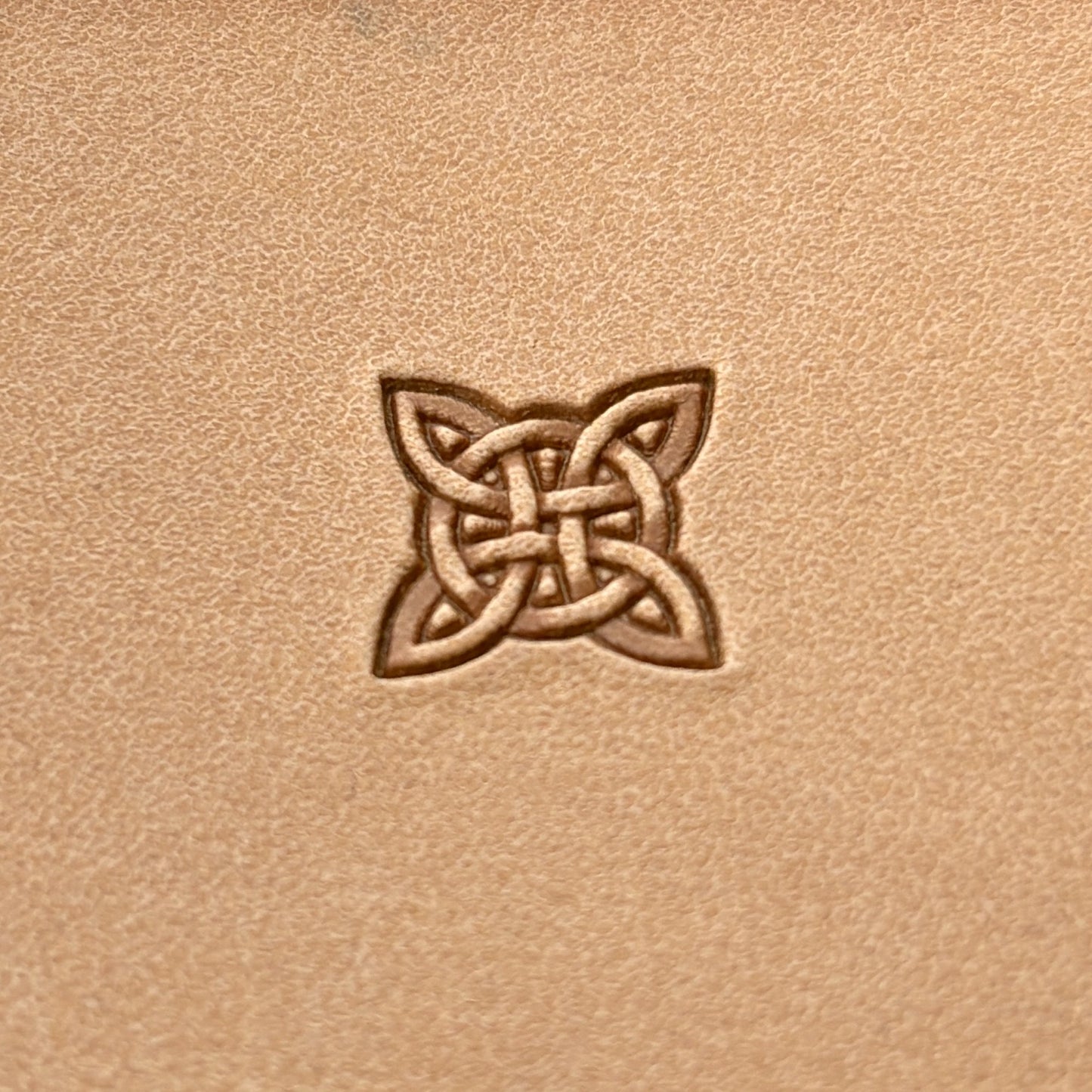 Celtic Knot Geometric leather stamp LT310 — single impression on veg-tan leather