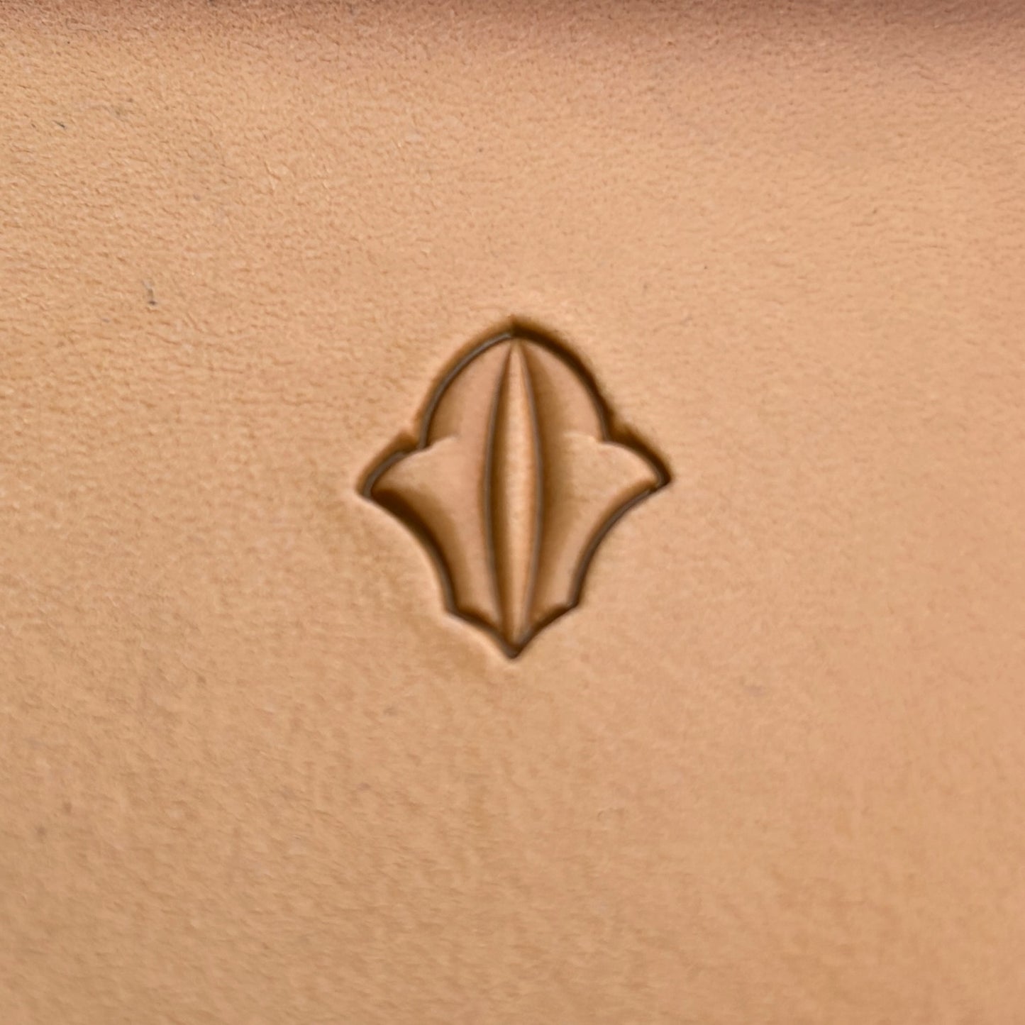 Geometric leather stamp LT315 — single impression on veg-tan leather