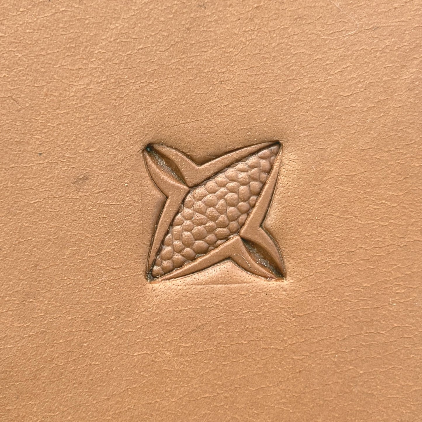 Honeycomb Texture Geometric leather stamp LT326 — single impression on veg-tan leather