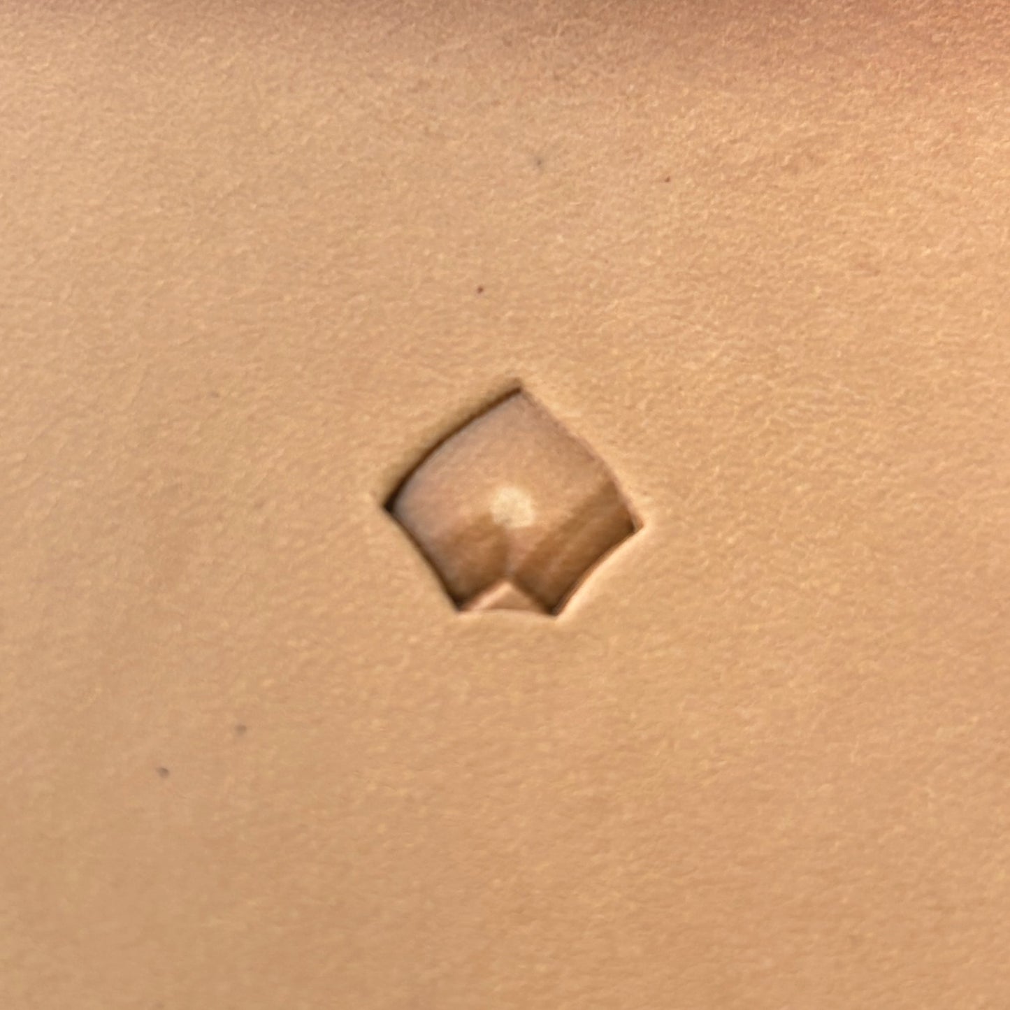 Curved Tiles Basket Weave leather stamp LT366 — single impression on veg-tan leather