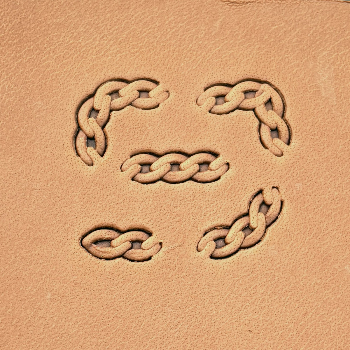 Curb Chain leather stamp set LT435, each individual piece stamped separately on leather