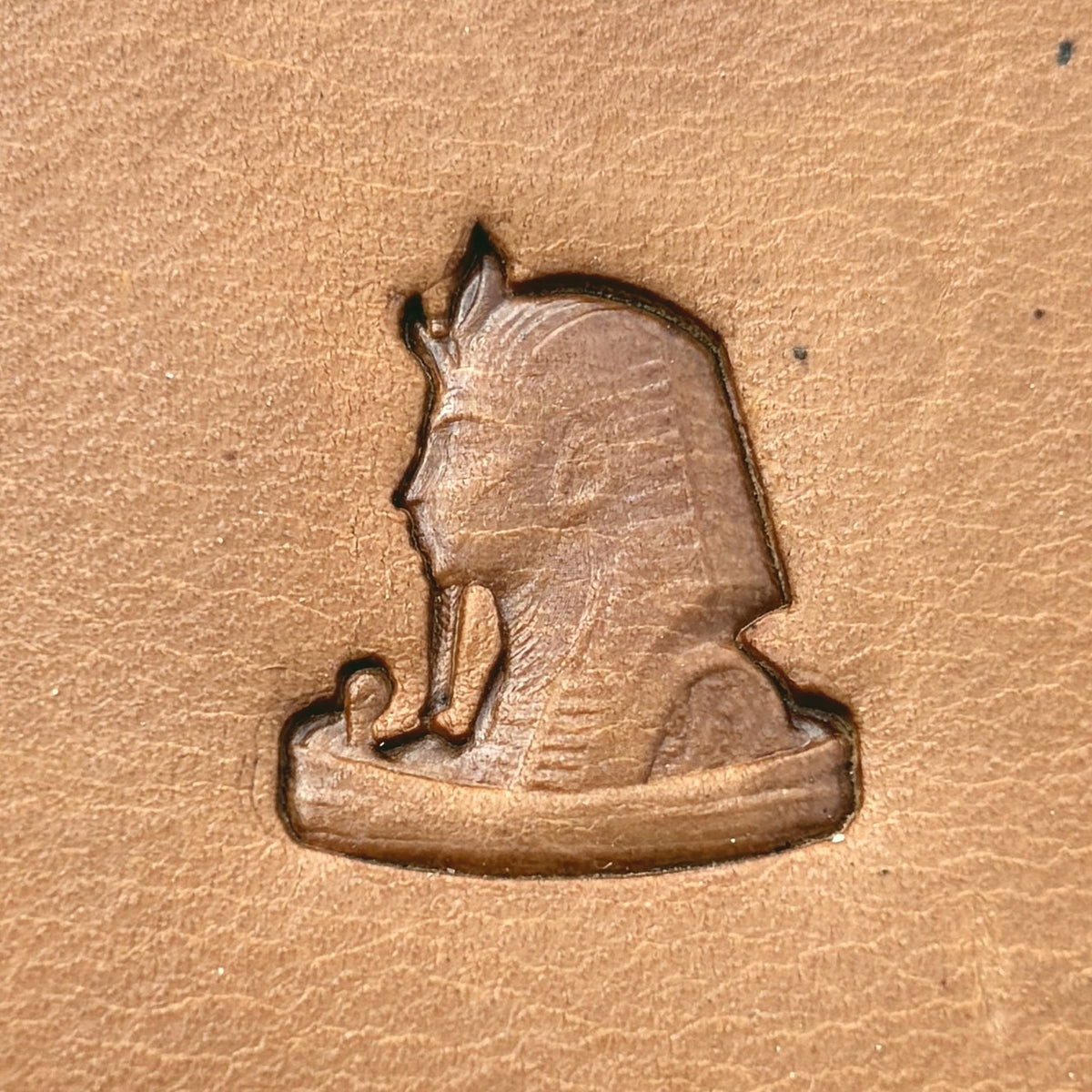 Pharaoh Style leather stamp LT668 — single impression on veg-tan leather