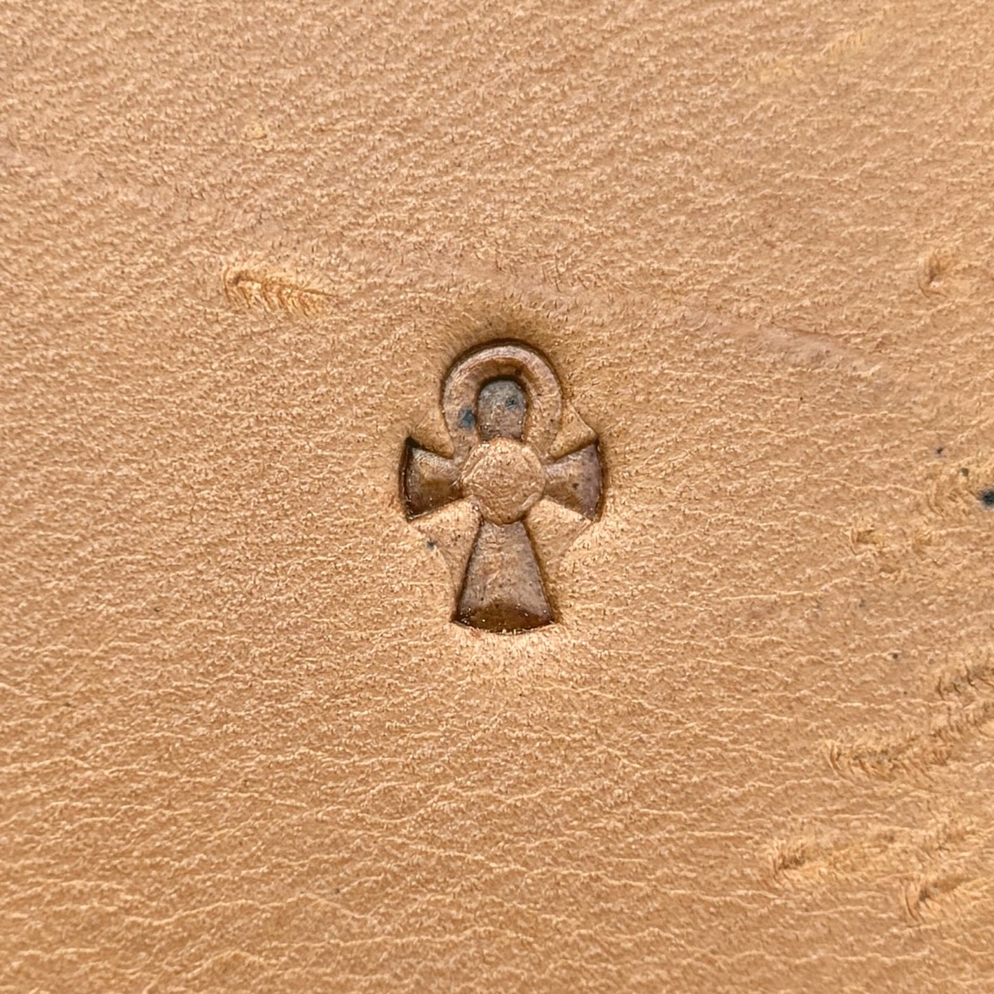 Ankh Symbol leather stamp LT677 — single impression on veg-tan leather