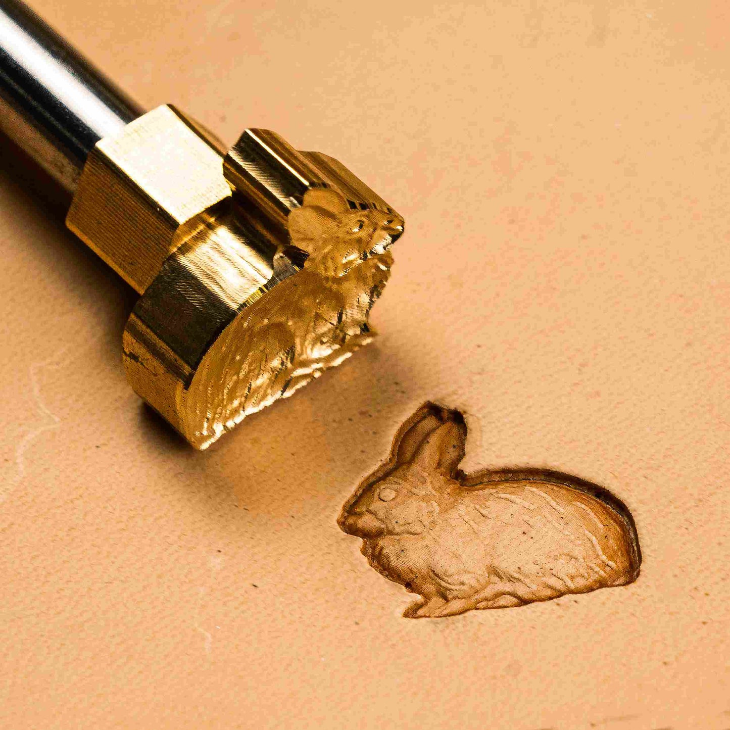 Rabbit Leather Stamp – Fluffy Outline