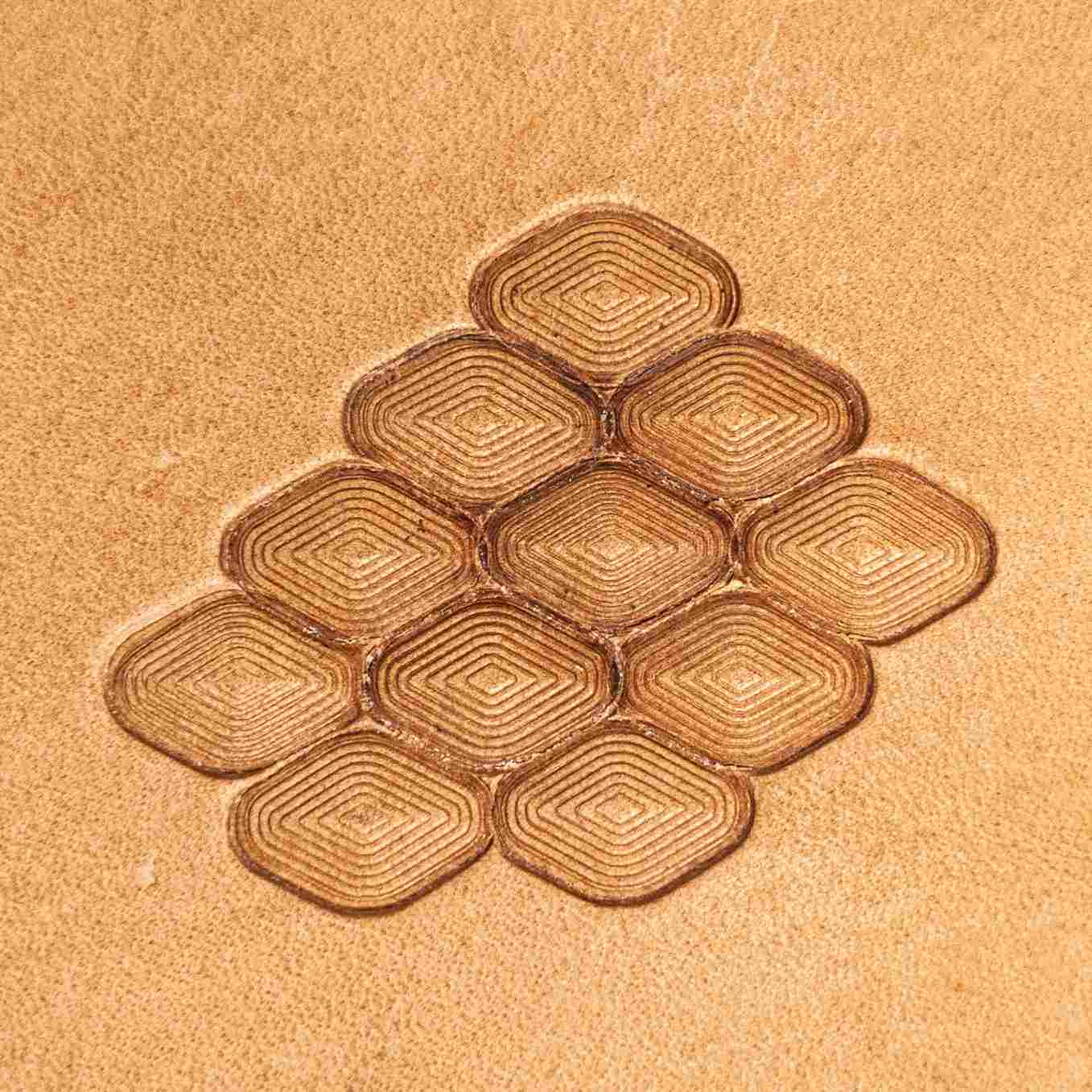 Leather Stamping Tool LT002 from Geometric Leather Stamp collection, multiple horizontal imprint on leather