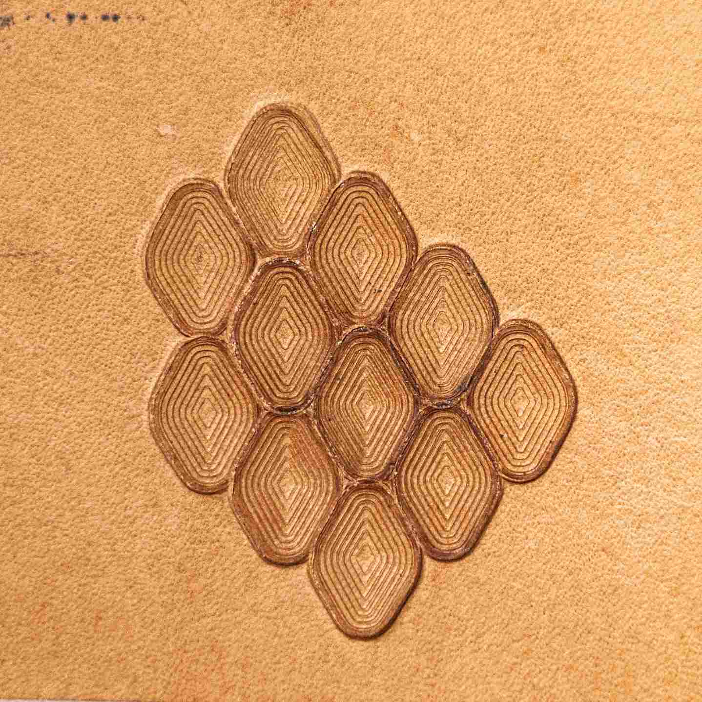 Leather Stamping Tool LT002 from Geometric Leather Stamp collection, multiple imprint on leather