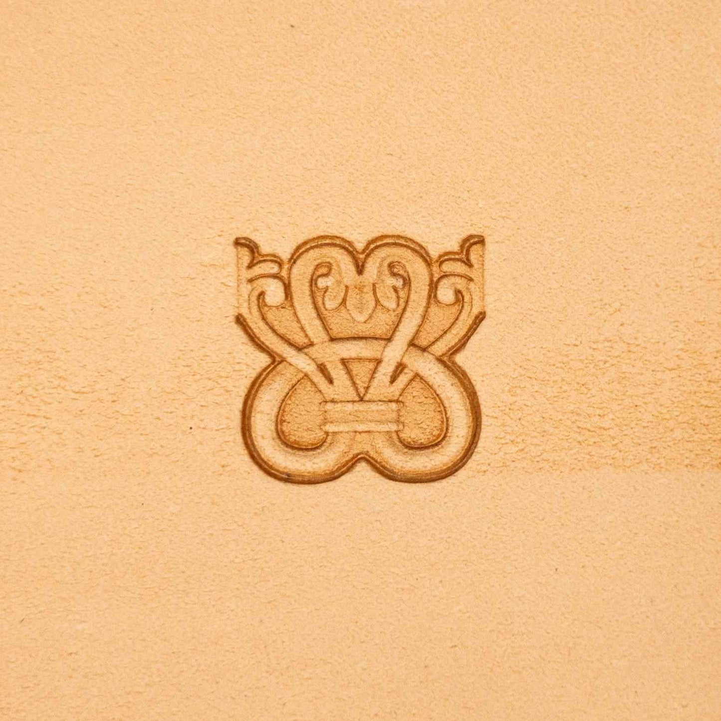 Celtic Knot Geometric leather stamp LT128 — single impression on veg-tan leather