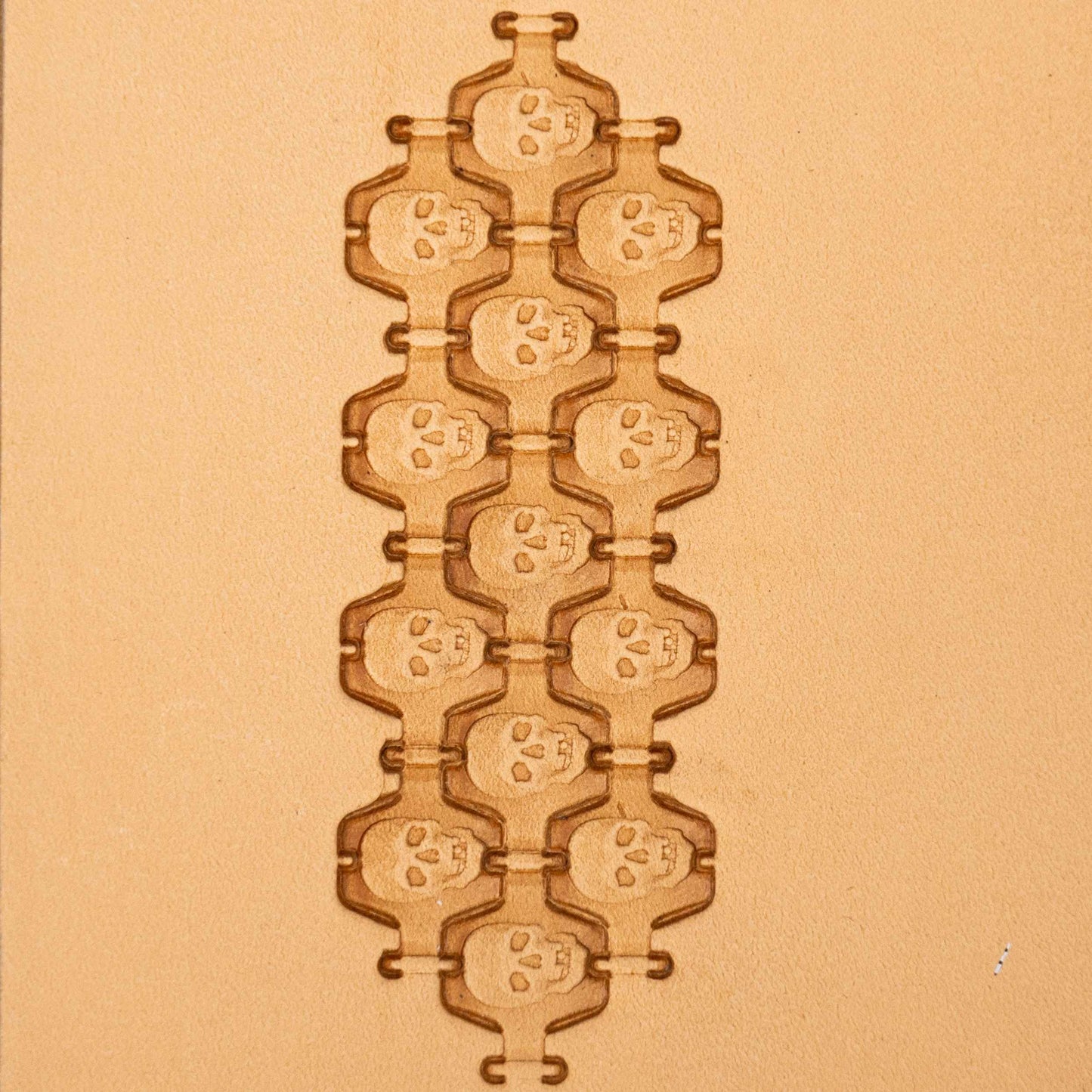 LT358 Skull Leather Stamping Tool–Stylized Chain Skull 17x12mm (2/3" x 7/15")