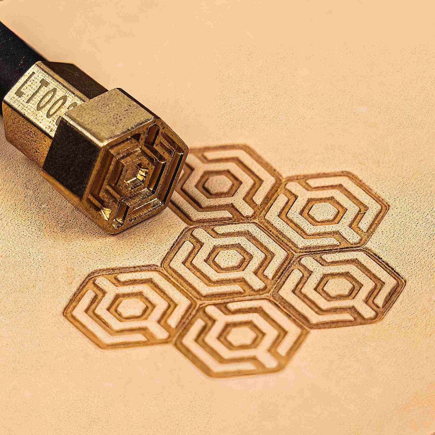 Geometric Leather Stamp – Hex Tiles