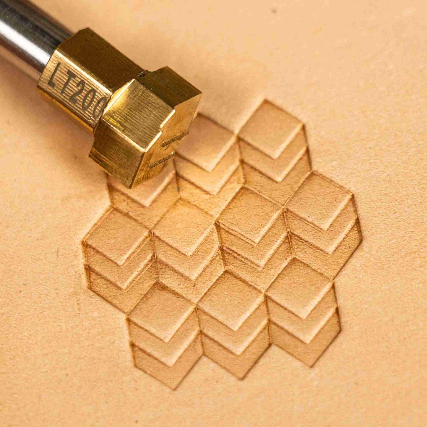 Geometric Leather Stamp – 3D Cubes