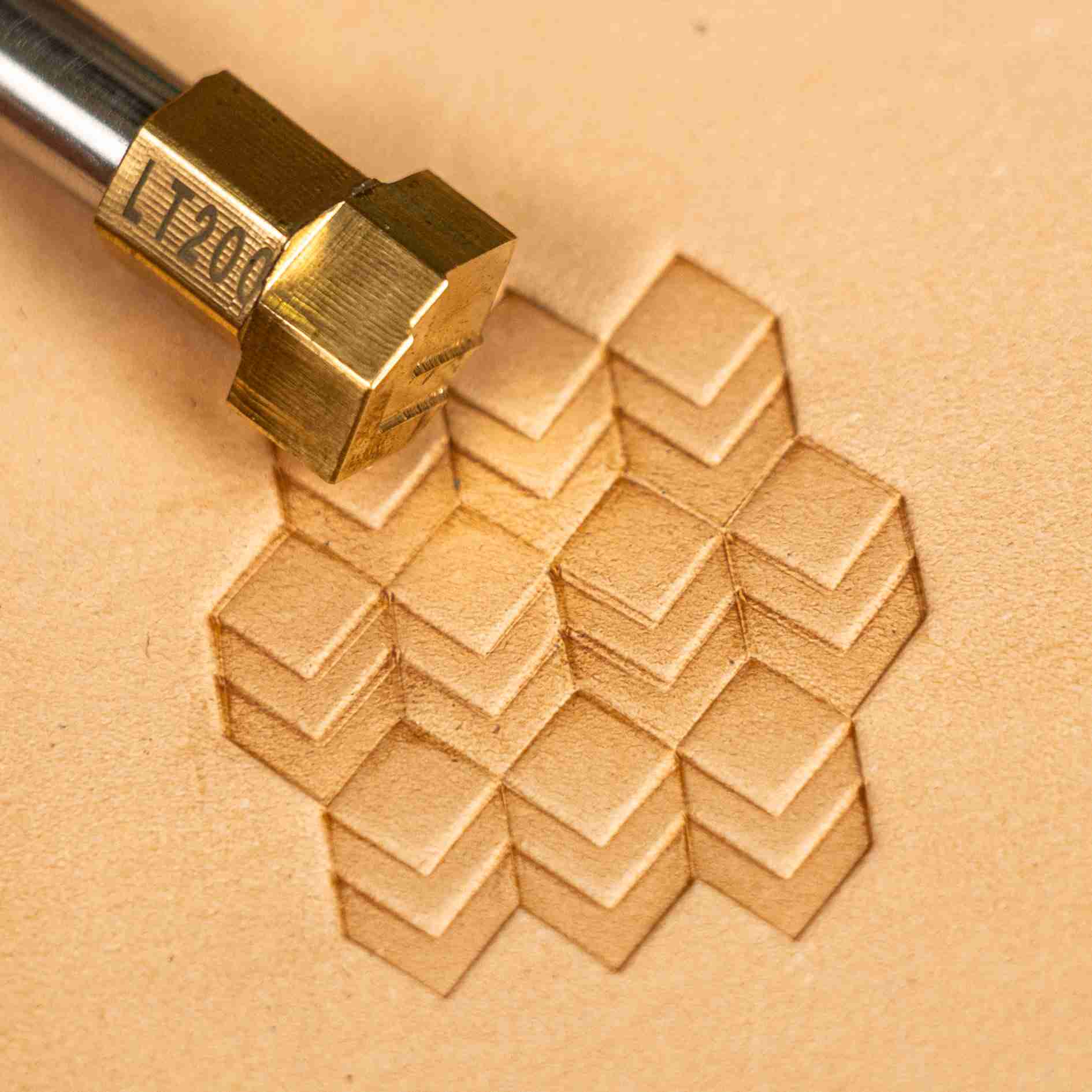Geometric Leather Stamp – 3D Cubes