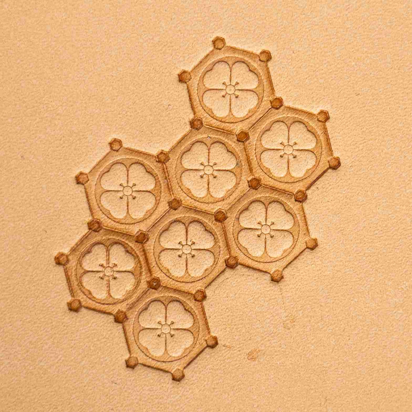 LT377 Floral Hexagon Leather Stamping Tool– Floral Hexagon 15x13mm (7/12" x 1/2")