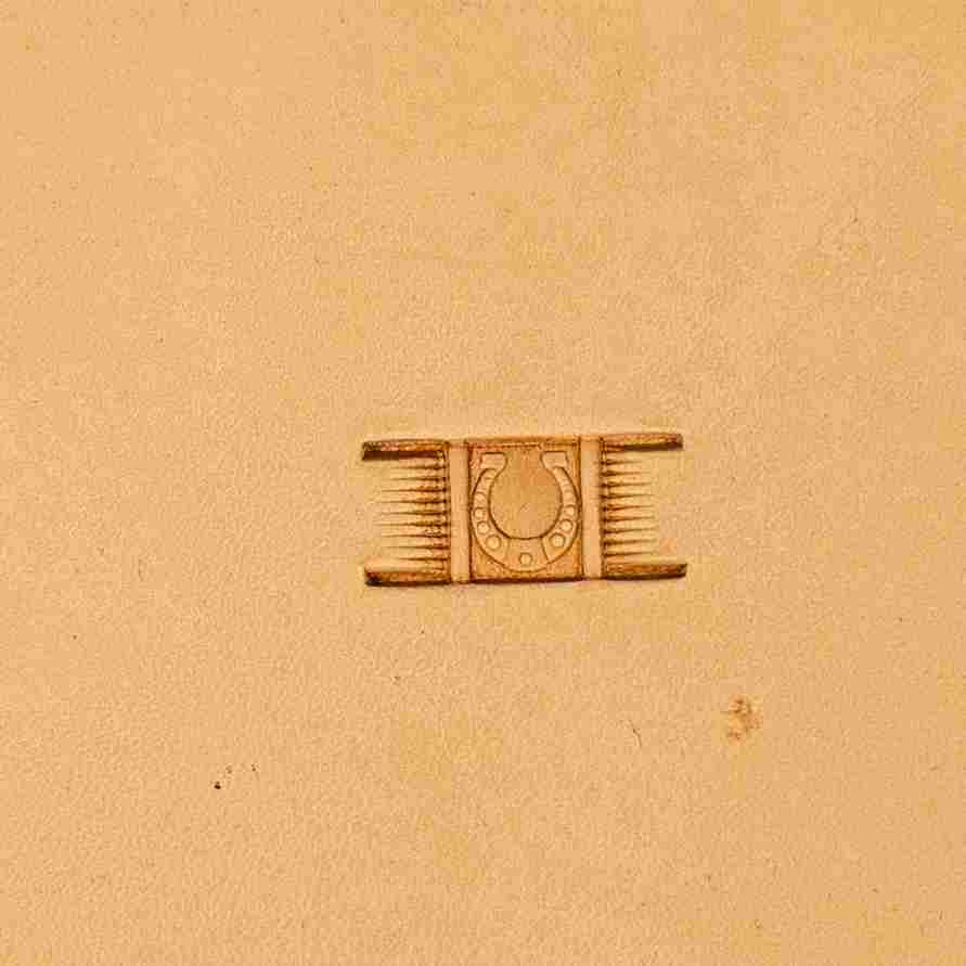 LT342 Basket Weave Leather Stamping Tool–Lucky Horseshoe Basket Weave 16x7mm (5/8" x 3/11")