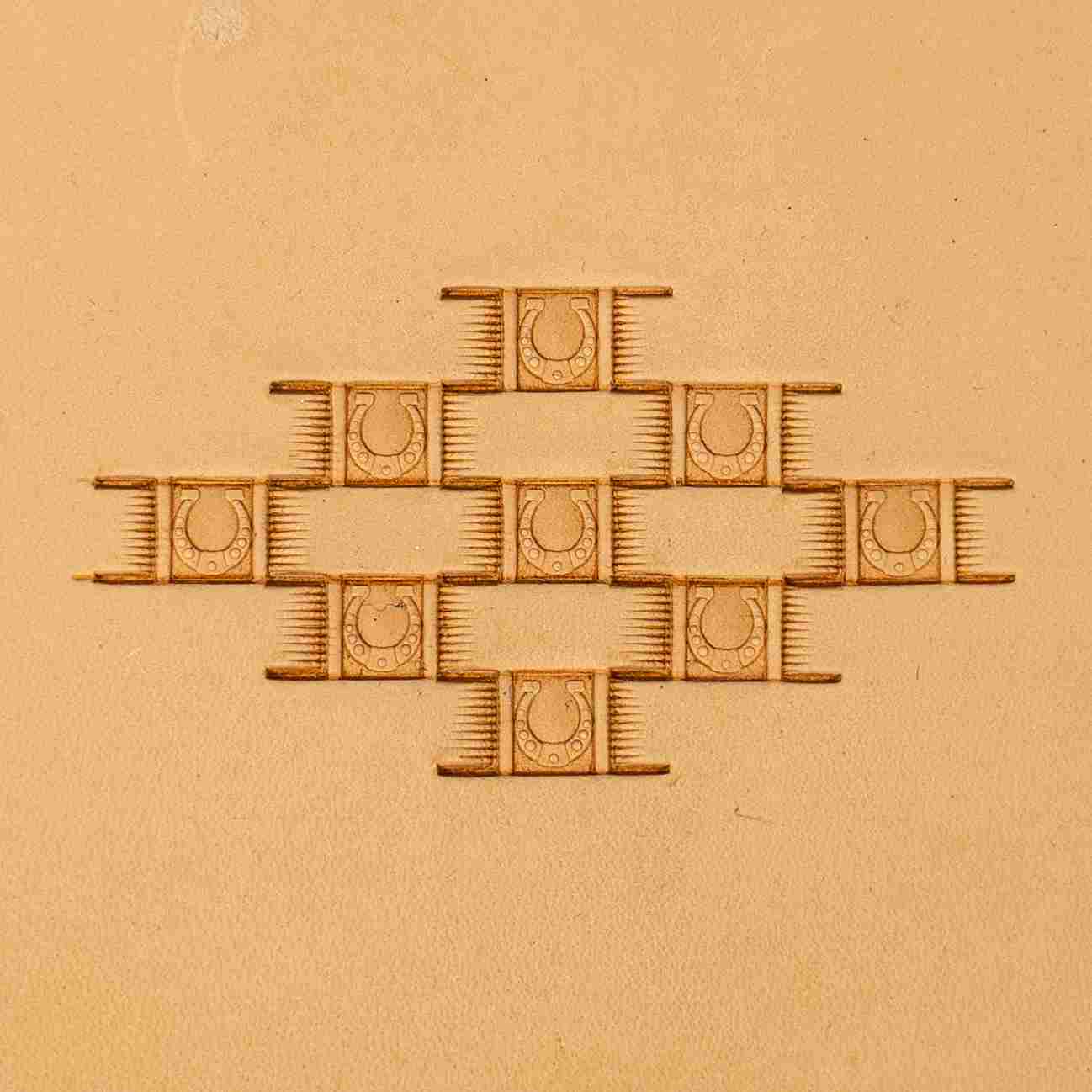 LT342 Basket Weave Leather Stamping Tool–Lucky Horseshoe Basket Weave 16x7mm (5/8" x 3/11")