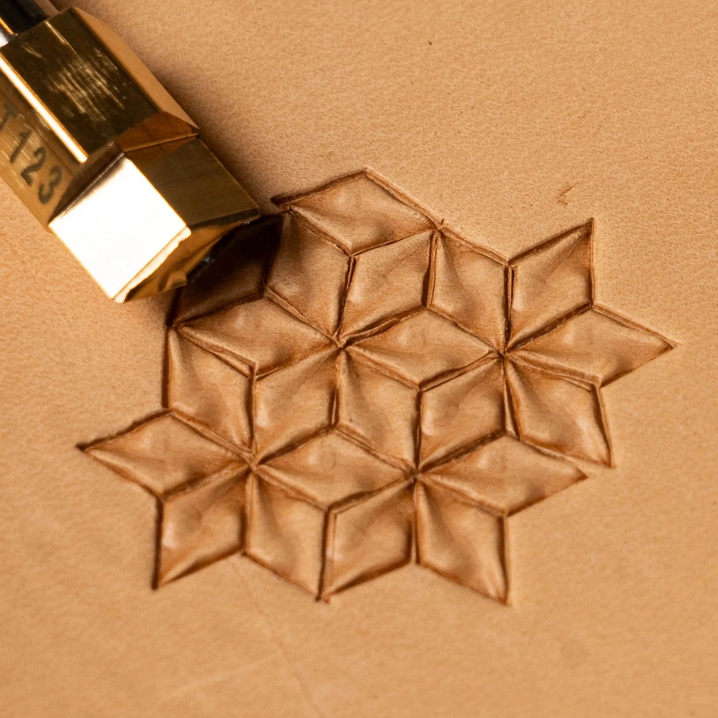 Geometric Leather Stamp – Cube Illusion