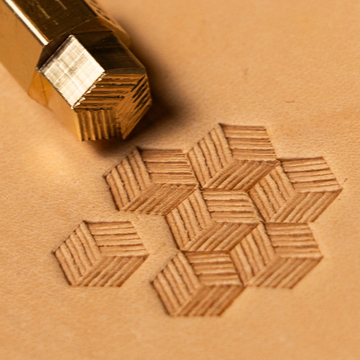 Geometric Leather Stamp – 3D Cubes