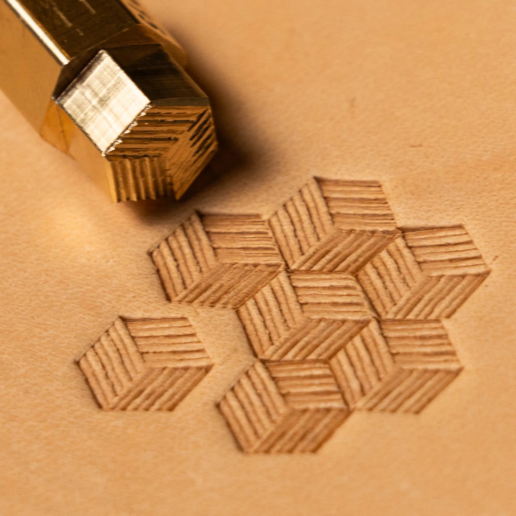 Geometric Leather Stamp – 3D Cubes
