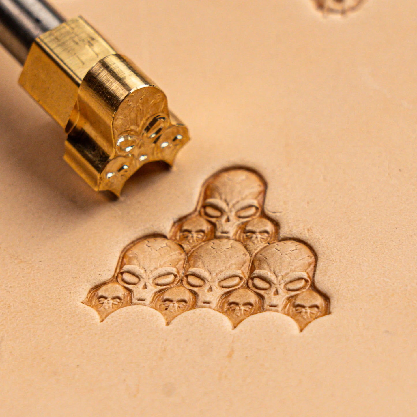 LT568 Skull Leather Stamping Tool–Alien Cluster Skull 14x16mm (5/9" x 5/8")