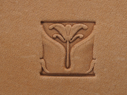 Ornate Tile leather stamp LT139 — border and corner set impression on veg-tan leather
