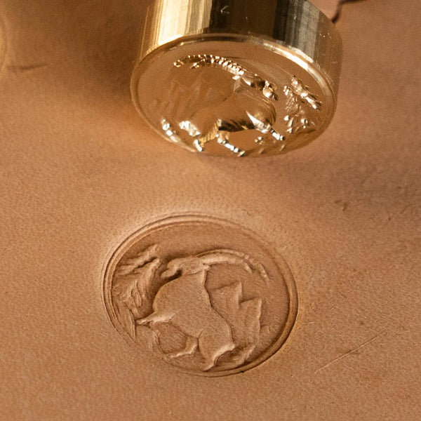 Goat Leather Stamp – Mountain Scene