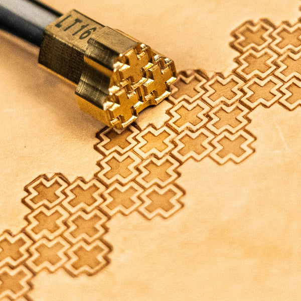 Geometric Leather Stamp – Cross Tiles