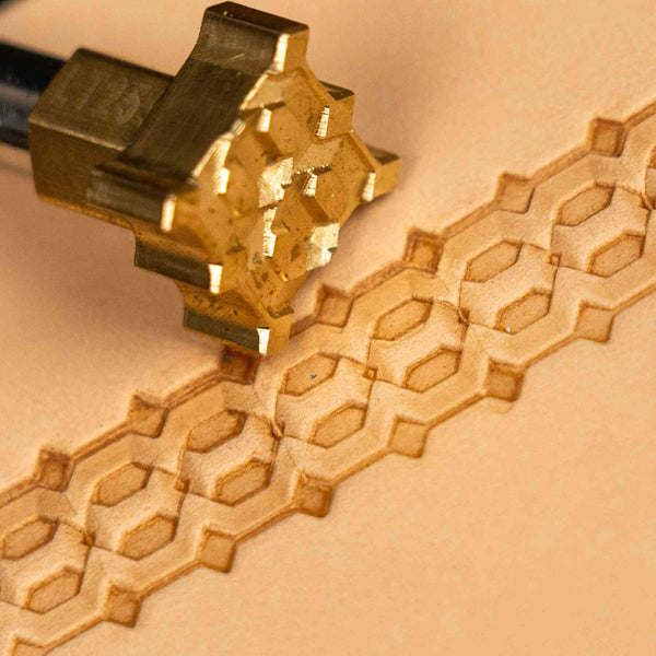 Geometric Leather Stamp – Hex Grid
