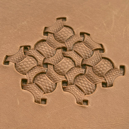Basket Weave leather stamp LT001 — pattern imprint on veg-tan leather