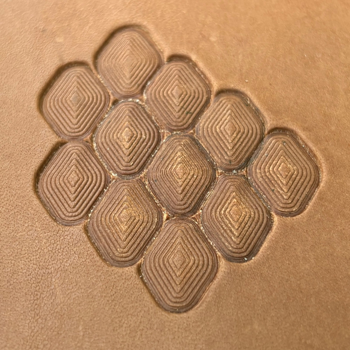 Diamond Cluster Geometric leather stamp LT002 — pattern imprint on veg-tan leather