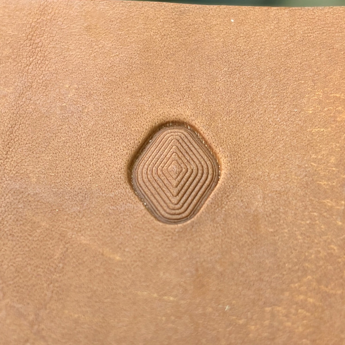Diamond Cluster Geometric leather stamp LT002 — single impression on veg-tan leather