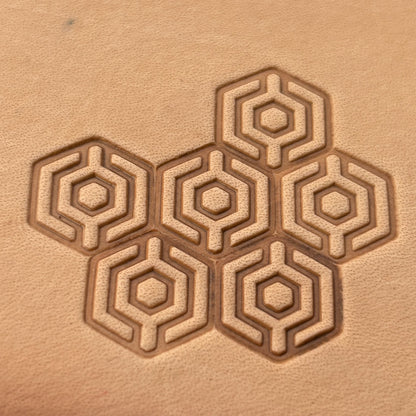 Geometric leather stamp LT003 — pattern imprint on veg-tan leather