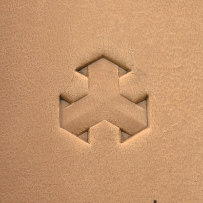 Geometric leather stamp LT004 — single impression on veg-tan leather