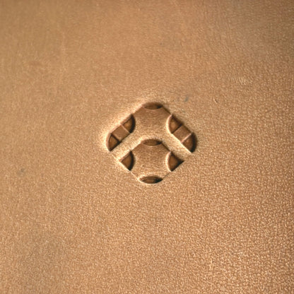 Basket Weave leather stamp LT005 — single impression on veg-tan leather
