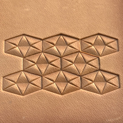 Geometric leather stamp LT007 — pattern imprint on veg-tan leather