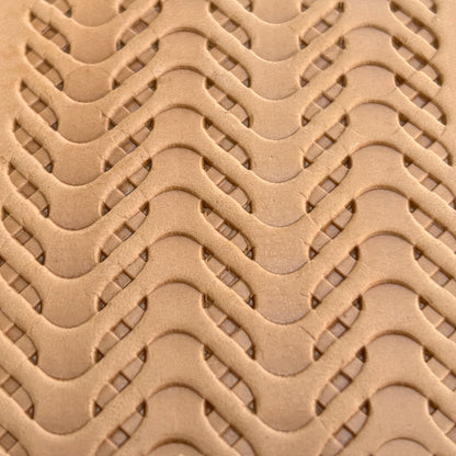 Wavy Lines leather stamp LT010 — pattern imprint on veg-tan leather