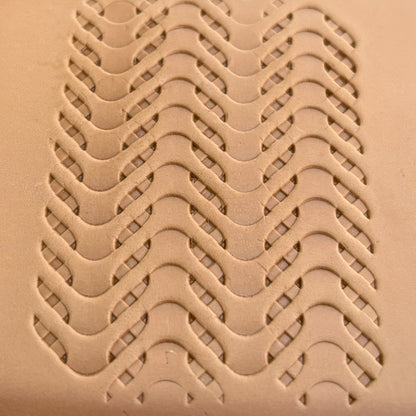 Wavy Lines leather stamp LT010 — pattern imprint on veg-tan leather