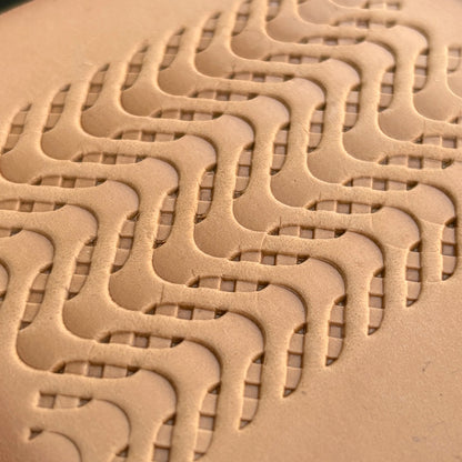 Wavy Lines leather stamp LT010 — single impression on veg-tan leather