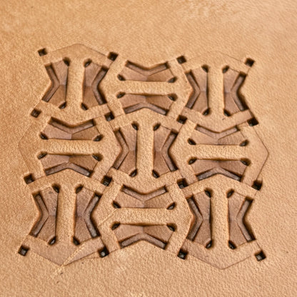 Geometric leather stamp LT013 — pattern imprint on veg-tan leather